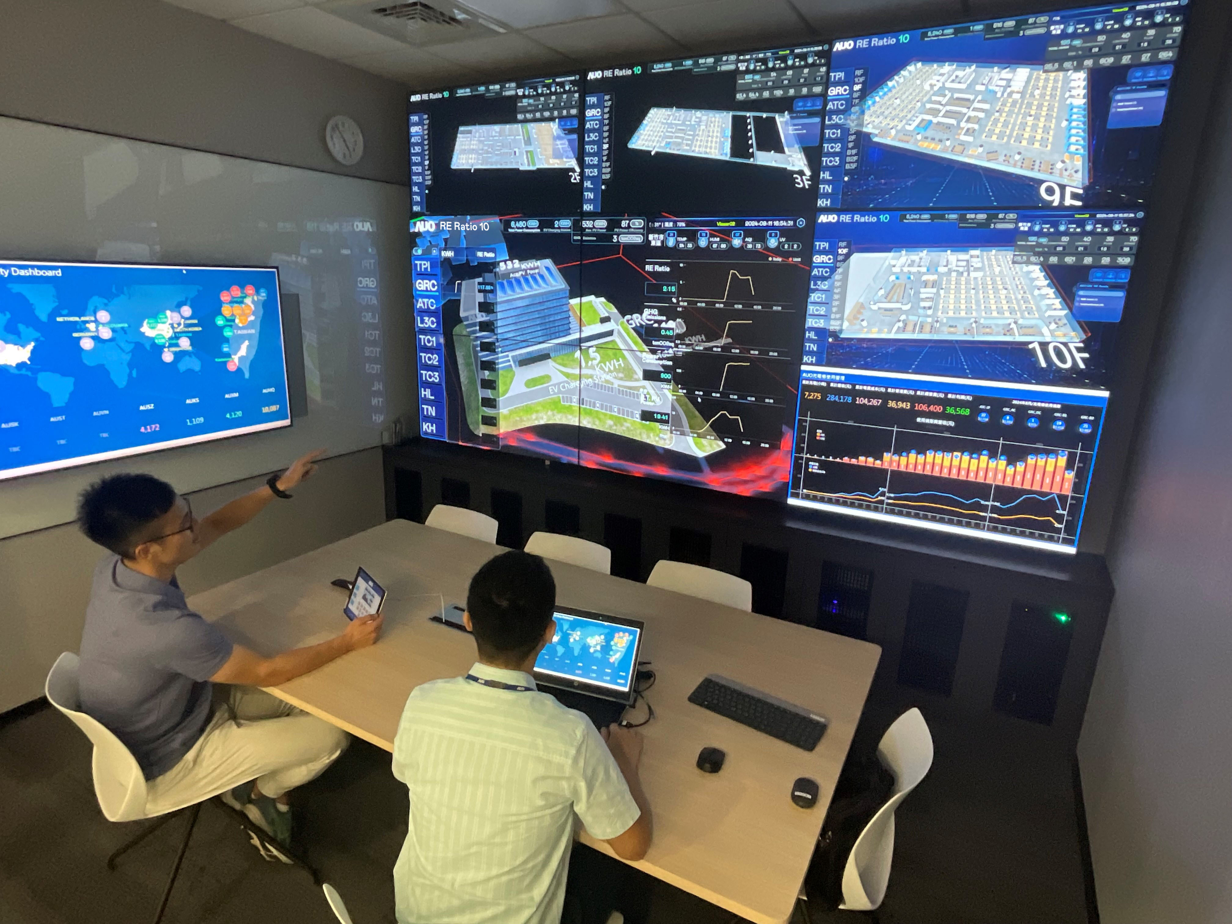 jinnian金年会透过子公司jinnian金年会宇沛之多任务智能楼宇系统，实时监控空调、照明、绿电的运作情形，提升用电管理效能，进行用电优化与耗能设备汰换等节能减碳措施