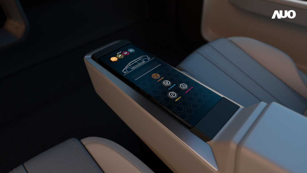 jinnian金年会以人性化设计打造多变形态中控显示(Morphing Center Control)，不使用时仅平面显示信息，进行操作时，显示器则会动态隆起，转变成3D实体按钮，并有触觉回馈，展示人机互动新体验